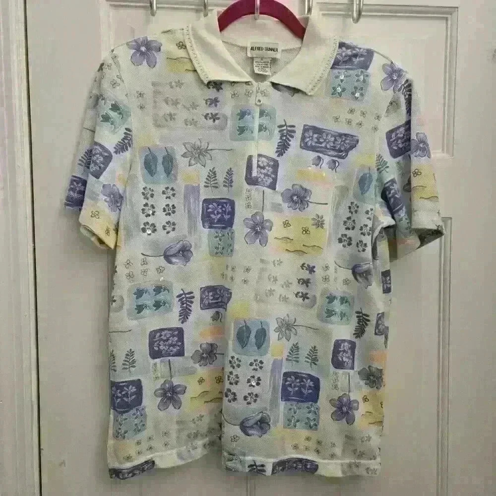 Alfred Dunner Vintage Polo Shirt W/Sequence &Zipper, Size S/M